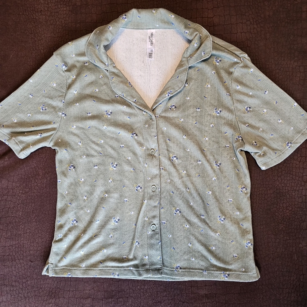 Wild Fable Sleepwear Sage Green Pajama Top T-shirt Short Sleeve Buttery Soft XXS